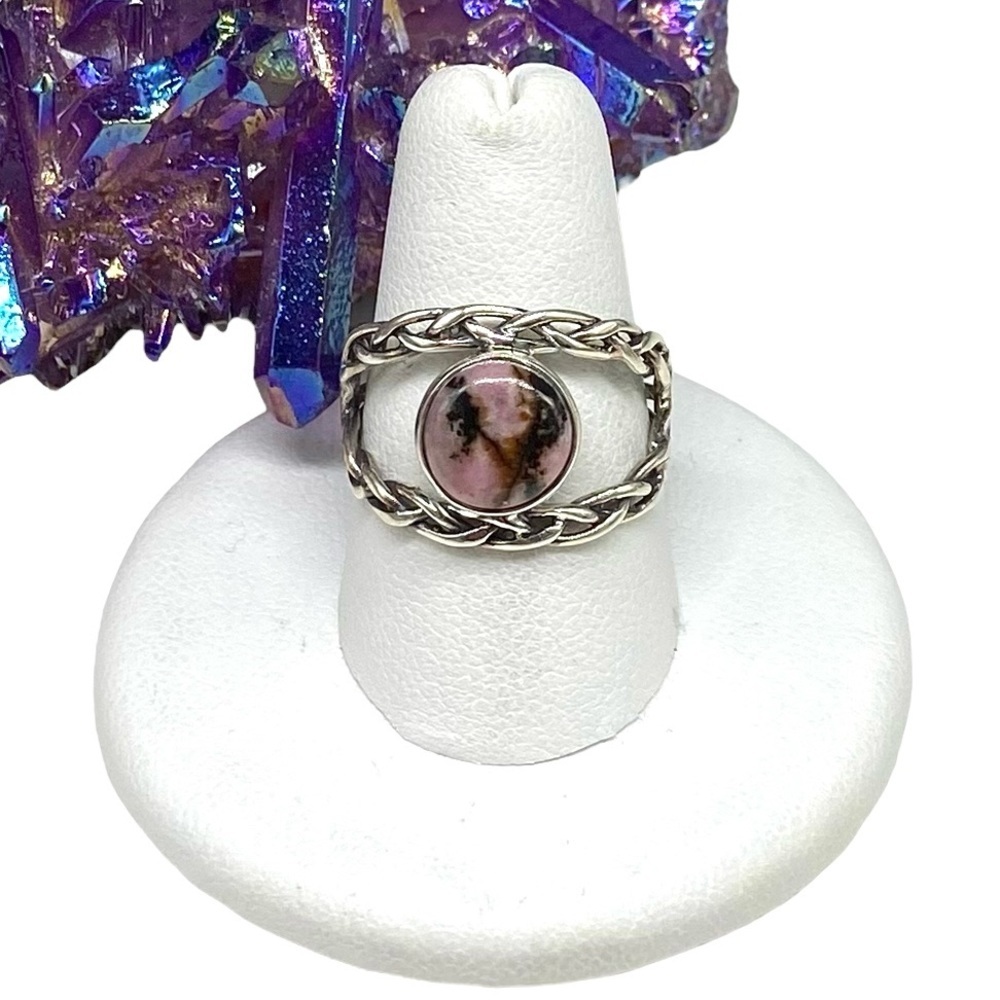 Artisan Silver and Pink Stone Ring